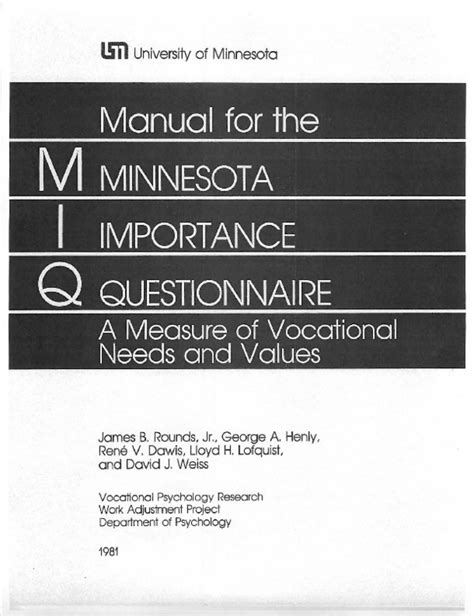 minnesota importance questionnaire free.